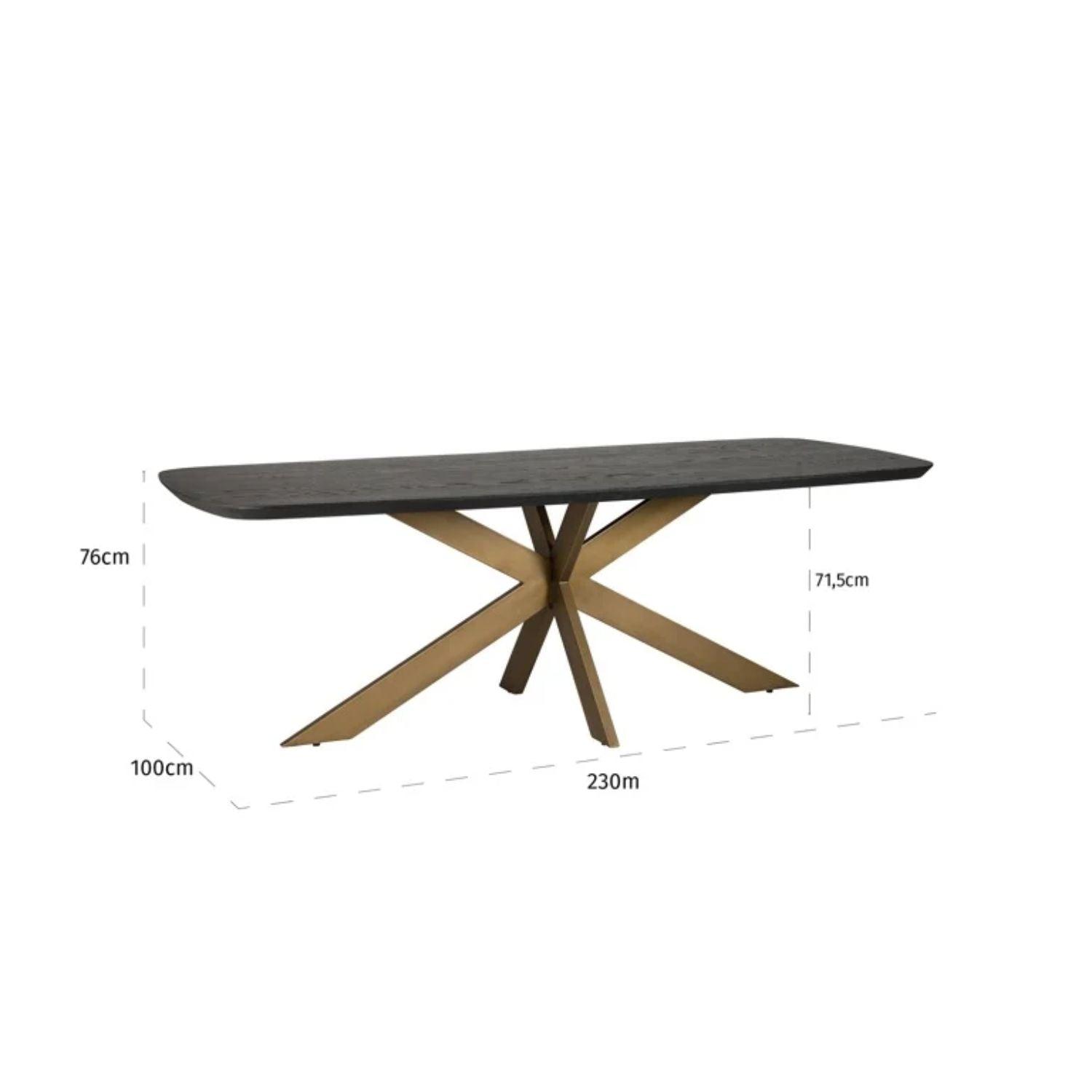 Richmond Interiors Cambon Danish Oval Dining Table In Coffee Brown & Brass 7807 - Fellini Home Ltd