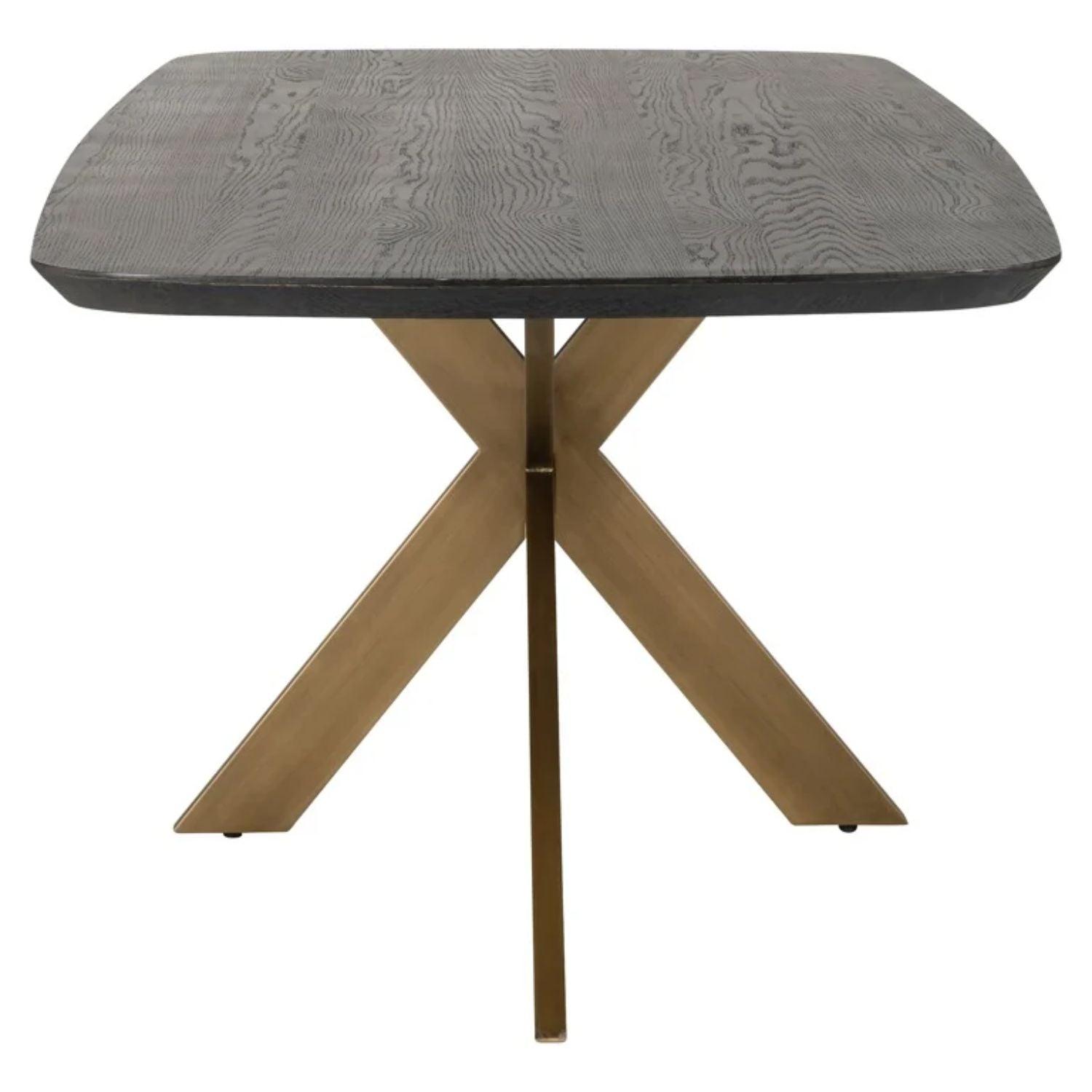 Richmond Interiors Cambon Danish Oval Dining Table In Coffee Brown & Brass 7807 - Fellini Home Ltd