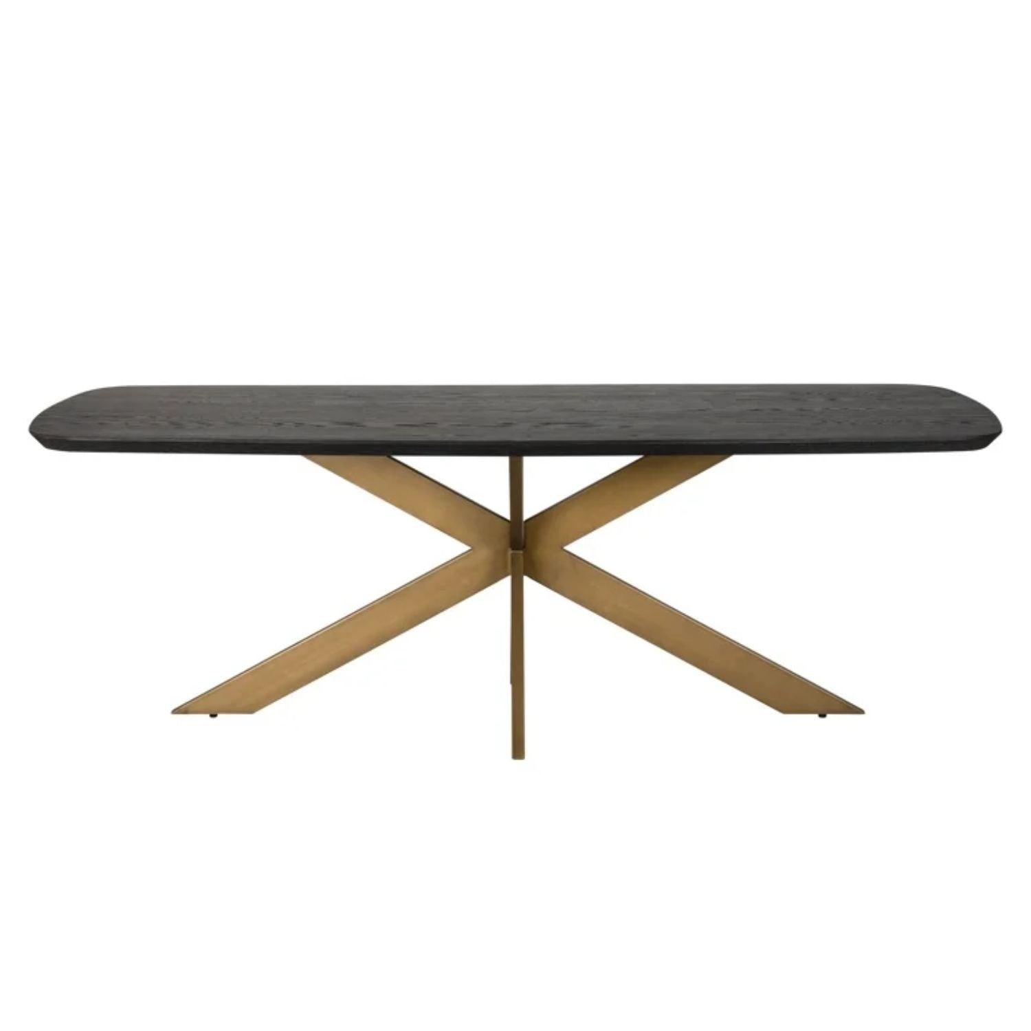 Richmond Interiors Cambon Danish Oval Dining Table In Coffee Brown & Brass 7807 - Fellini Home Ltd