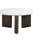 Richmond Interiors Mayfield Morchana Marble and Brown Fluted Ribbed Round Coffee Table 7773 - Fellini Home Ltd