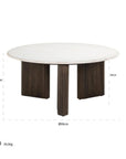 Richmond Interiors Mayfield Morchana Marble and Brown Fluted Ribbed Round Coffee Table 7773 - Fellini Home Ltd