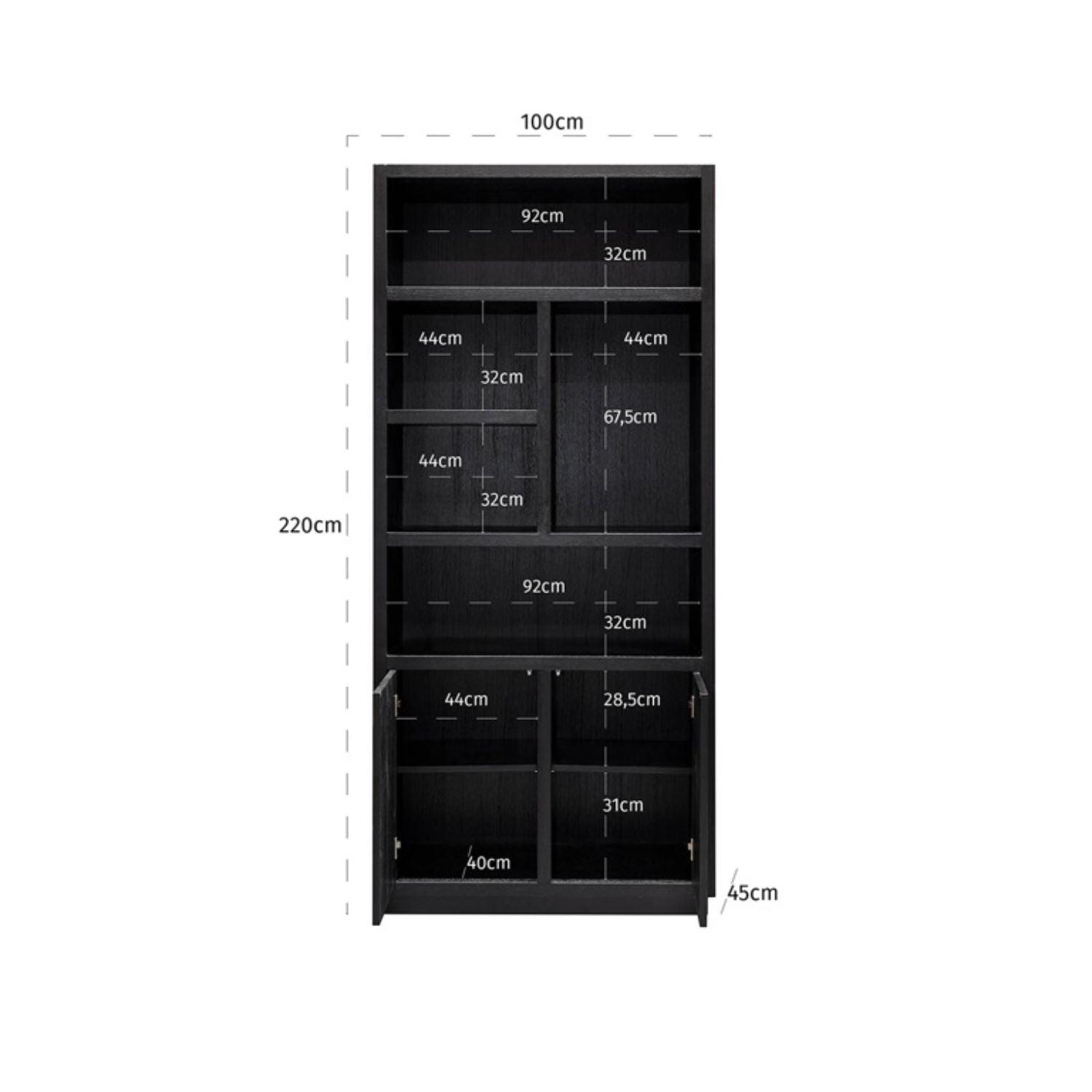 Richmond Interiors Oakura 2 Doors Right Split Brown Bookcase 6502 - Fellini Home Ltd