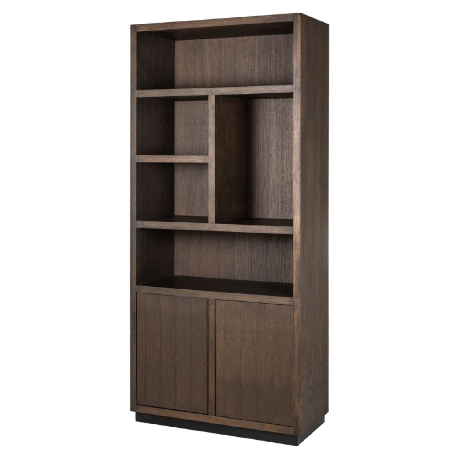 Richmond Interiors Oakura 2 Doors Right Split Brown Bookcase 6502 - Fellini Home Ltd