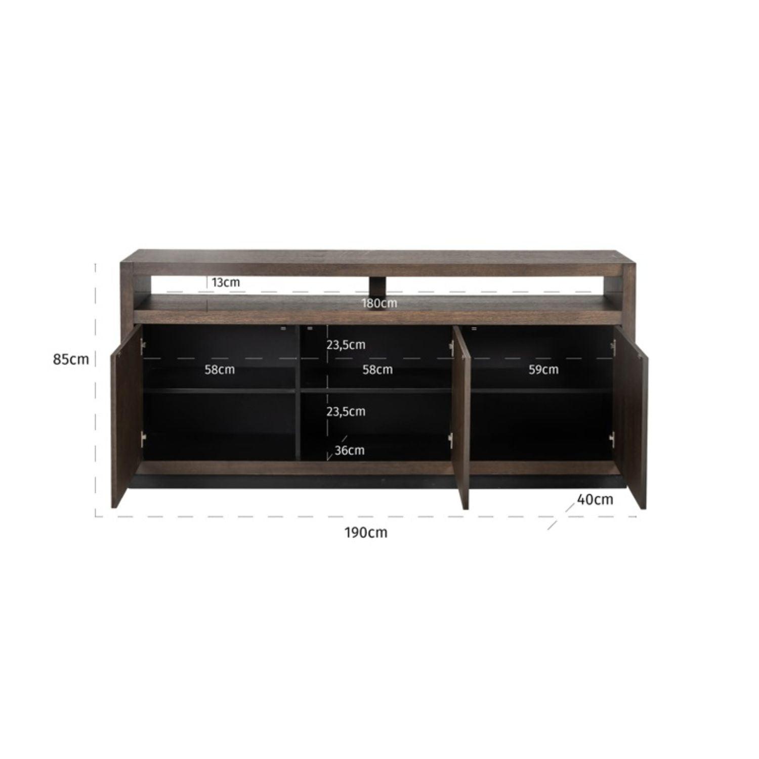 Richmond Interiors Oakura Sideboard 3 - Doors In Brown 6500 - Fellini Home Ltd