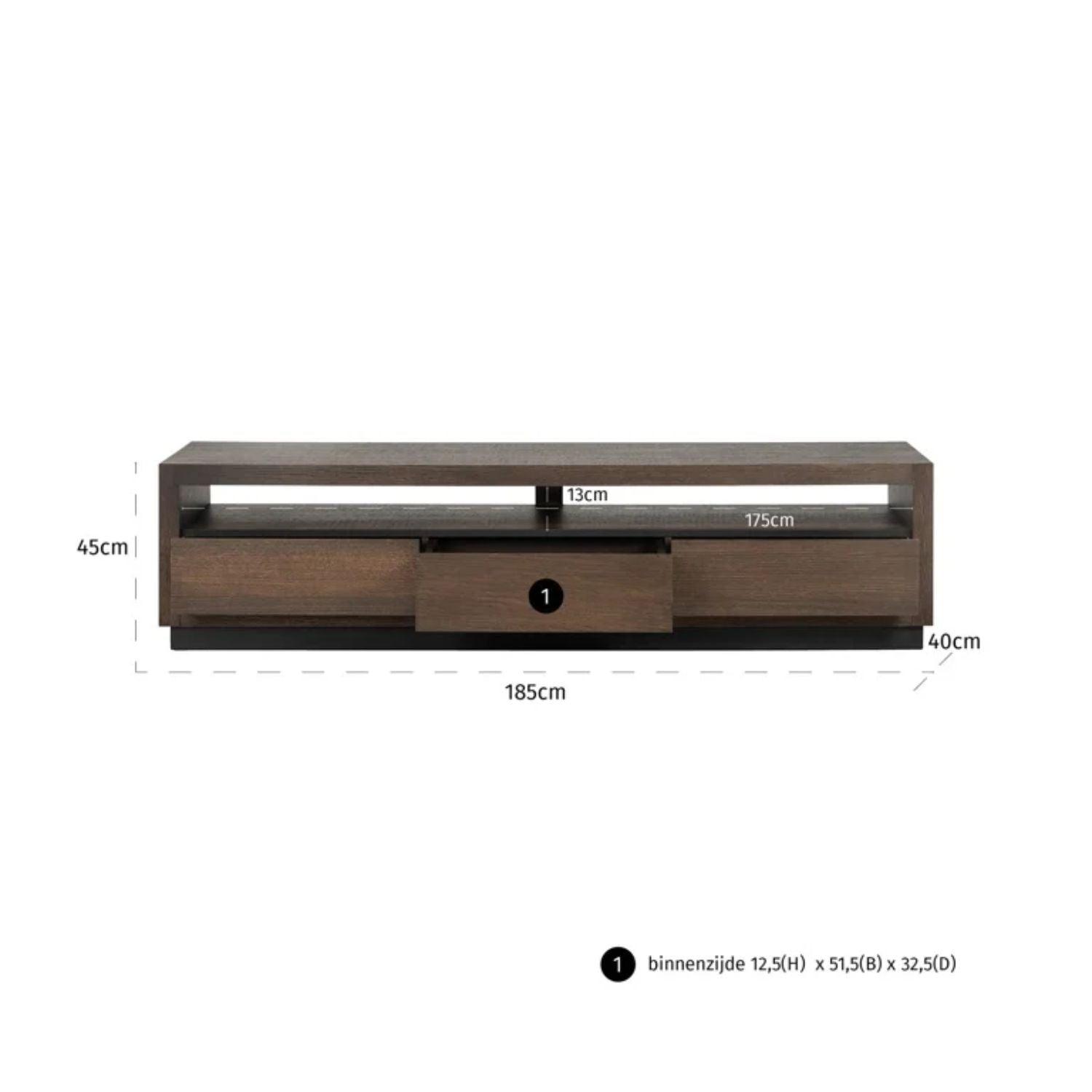 Richmond Interiors Oakura TV - Unit 3 - Drawers In Brown 6503 - Fellini Home Ltd