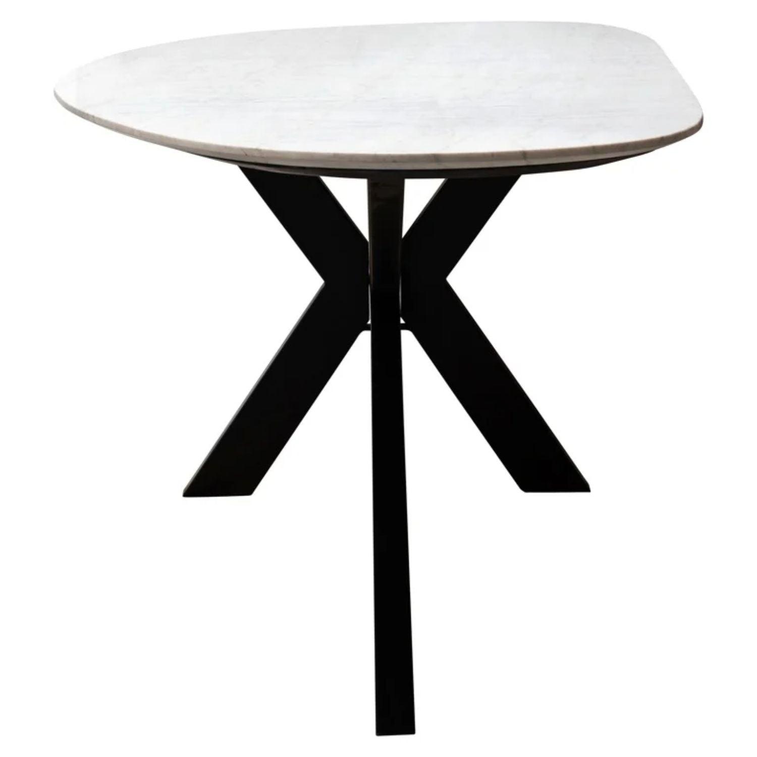 Richmond Interiors Trocadero Dining Table in White Marble 7672 - Fellini Home Ltd