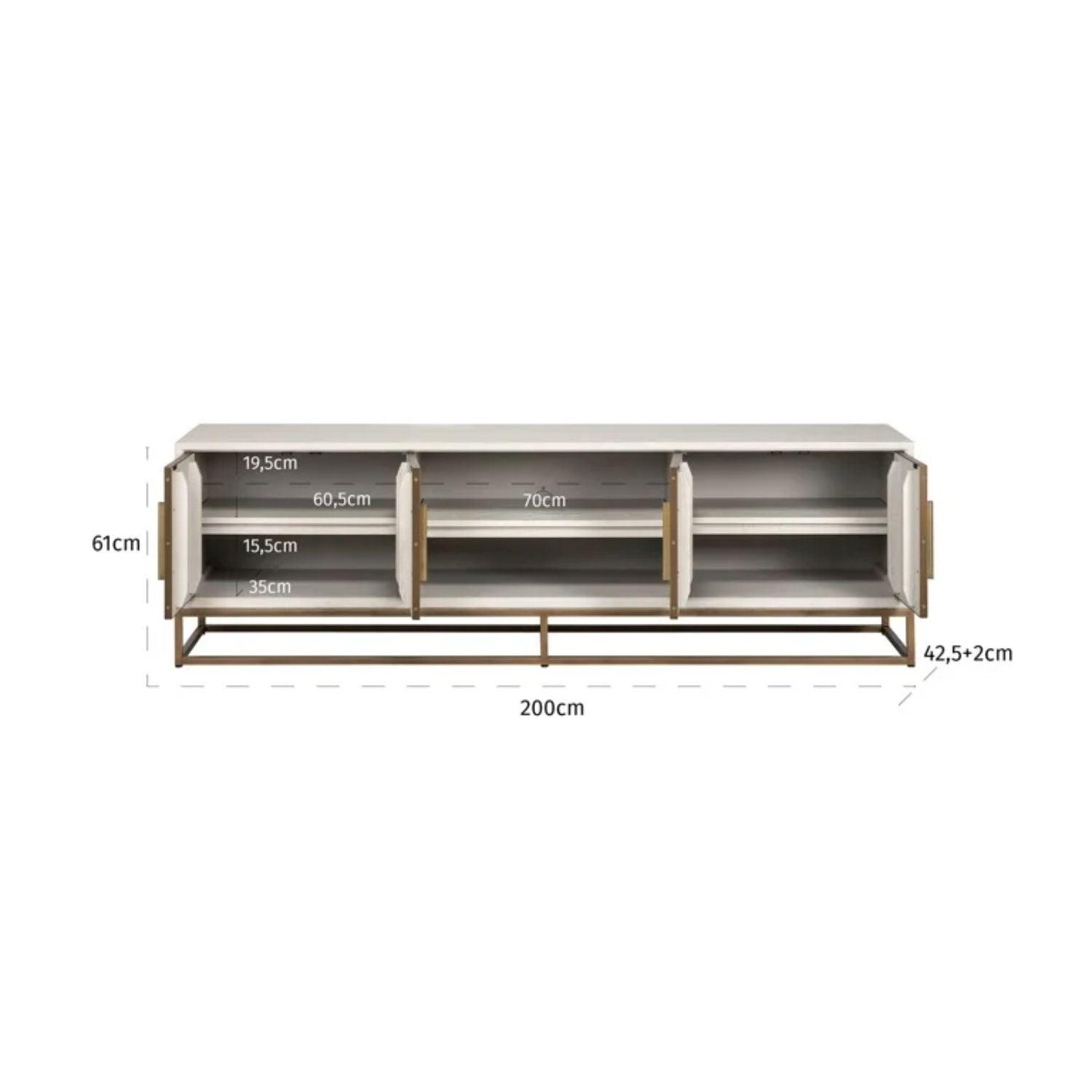 Richmond Interiors Whitebone 4 Door TV Unit - Brass 7791 - Fellini Home Ltd