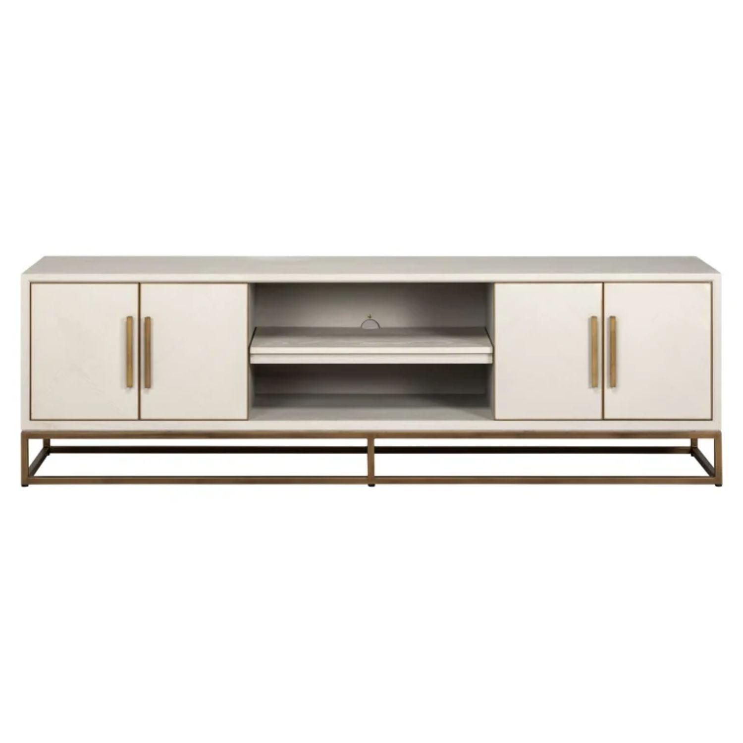 Richmond Interiors Whitebone 4 Door TV Unit - Brass 7791 - Fellini Home Ltd